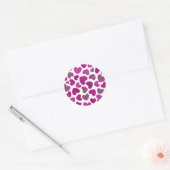 Sticker Rond Coeurs peints motif - magenta & parties scintillan (Enveloppe)