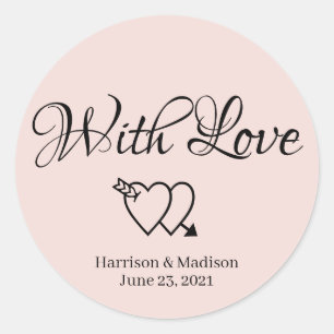 Sticker Rond Coeurs personnalisés blush Mariage cadeau de faveu