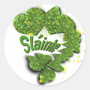 Sticker Rond Coeurs pétillants Shamrock verts st patty Shainte