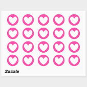Sticker Rond Coeurs polka blanc sur rose fuchsia (Feuille)