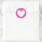 Sticker Rond Coeurs polka blanc sur rose fuchsia (Sac)
