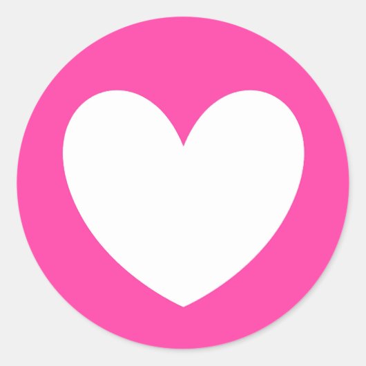 Sticker Rond Coeurs polka blanc sur rose fuchsia (Devant)