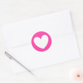 Sticker Rond Coeurs polka blanc sur rose fuchsia (Enveloppe)