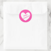 Sticker Rond Coeurs polka blanc sur rose fuchsia (Sac)