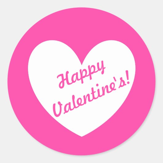 Sticker Rond Coeurs polka blanc sur rose fuchsia (Devant)