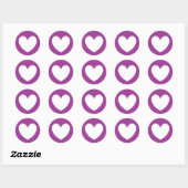 Sticker Rond Coeurs polka blanc sur violet (Feuille)
