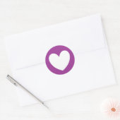 Sticker Rond Coeurs polka blanc sur violet (Enveloppe)