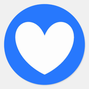 Sticker Rond Coeurs polka blancs sur bleu
