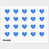 Sticker Rond Coeurs polka bleu sur blanc (Feuille)