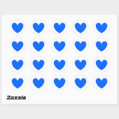 Sticker Rond Coeurs polka bleu sur blanc (Feuille)