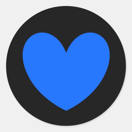 Sticker Rond Coeurs polka bleu sur noir (Devant)