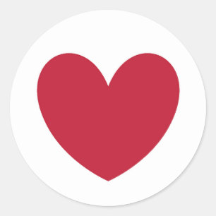 Sticker Rond Coeurs polka rouge sur blanc
