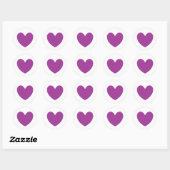 Sticker Rond Coeurs polka violet sur blanc (Feuille)