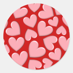 Sticker Rond Coeurs Puffy Rose