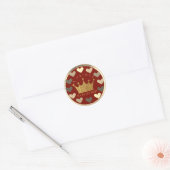 Sticker Rond Coeurs Red Gold Prince Baby shower Faveur (Enveloppe)