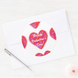 Sticker Rond Coeurs rétro Valentine