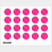 Sticker Rond Coeurs rose chaud Heureuse Sainte-Valentin personn (Feuille)