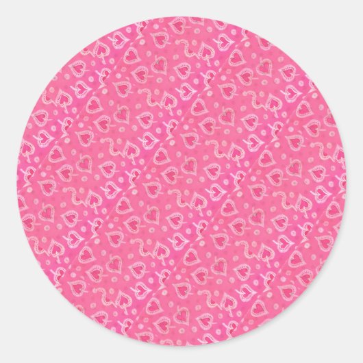 Sticker Rond Coeurs rose et argent (Devant)
