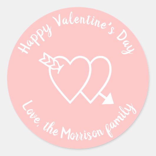 Sticker Rond Coeurs rose Heureuse Sainte-Valentin script person (Devant)