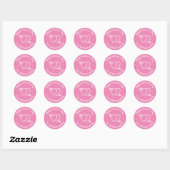 Sticker Rond Coeurs rose Heureuse Sainte-Valentin texte personn (Feuille)