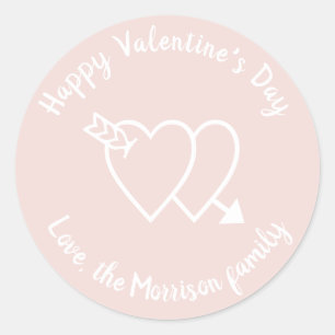 Sticker Rond Coeurs rose vif Heureuse Sainte-Valentin personnal