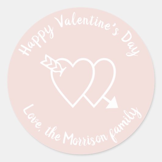 Sticker Rond Coeurs rose vif Heureuse Sainte-Valentin personnal (Devant)