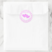 Sticker Rond Cœurs roses avec texte Merci (Sac)