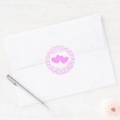 Sticker Rond Cœurs roses avec texte Merci (Enveloppe)