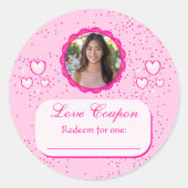 Sticker Rond Coeurs roses Coupons d'amour avec photo (Devant)