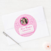 Sticker Rond Coeurs roses Coupons d'amour avec photo (Enveloppe)