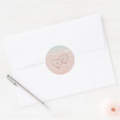 Sticker Rond Coeurs roses dans le mariage plage de destination (Enveloppe)