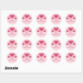Sticker Rond Coeurs roses et texte Heureuse Sainte-Valentin (Feuille)