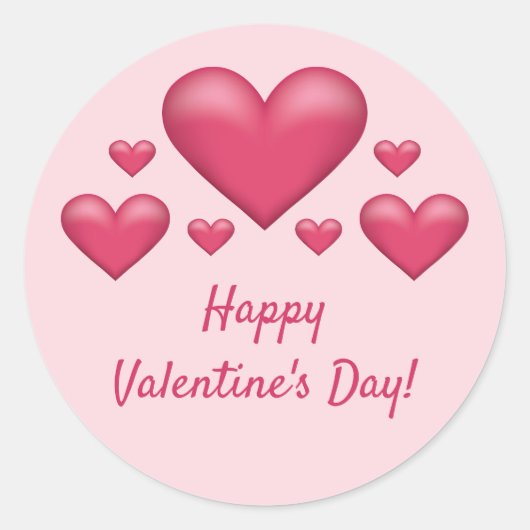 Sticker Rond Coeurs roses et texte Heureuse Sainte-Valentin (Devant)