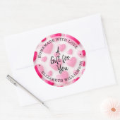 Sticker Rond Coeurs roses fait maison avec amour (Enveloppe)