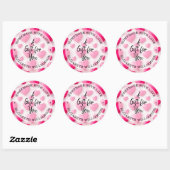 Sticker Rond Coeurs roses fait maison avec amour (Feuille)