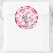 Sticker Rond Coeurs roses fait maison avec amour (Sac)