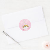 Sticker Rond Coeurs roses Or arc-en-ciel étoile Unicorn Horn vi (Enveloppe)