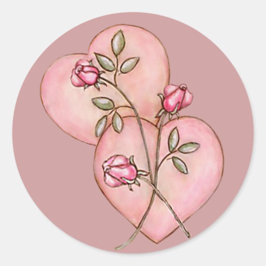 Sticker Rond COEURS & ROSES par SHARON SHARPE (Devant)