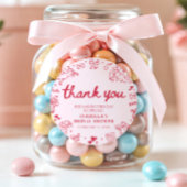 Sticker Rond Cœurs Roses Rouges Dessinés à la Main pour Mariage