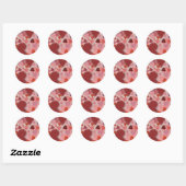 Sticker Rond Coeurs rouge et rose (Feuille)