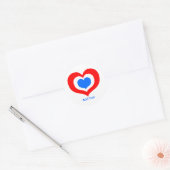 Sticker Rond Cœurs rouges, blancs et bleus (Enveloppe)