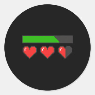 Sticker Rond Coeurs rouges Chargement comme un jeu vidéo Valent