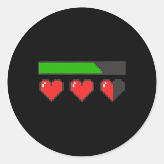 Sticker Rond Coeurs rouges Chargement comme un jeu vidéo Valent (Devant)