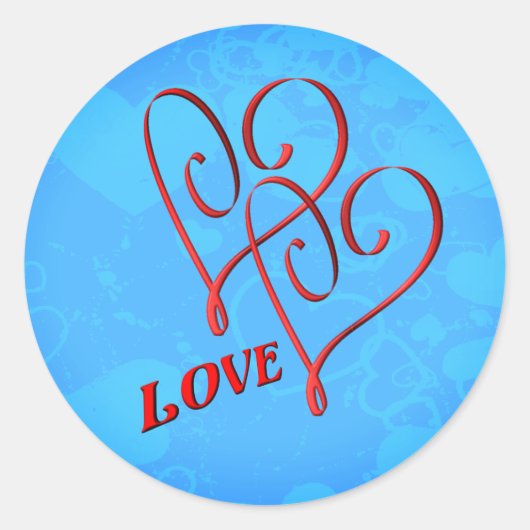 Sticker Rond Cœurs Rouges Entrelacés d'Amour (Devant)