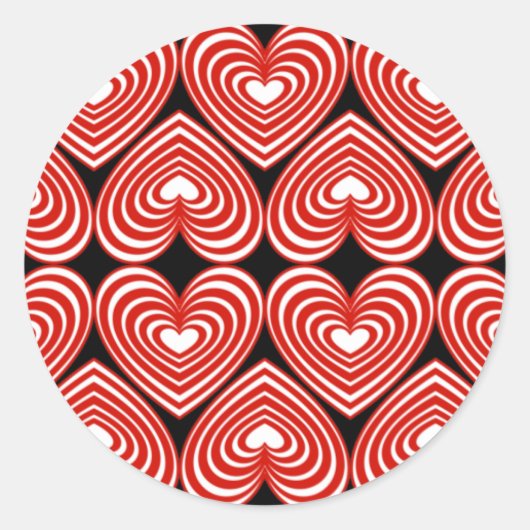 Sticker Rond Coeurs rouges et blancs (Devant)