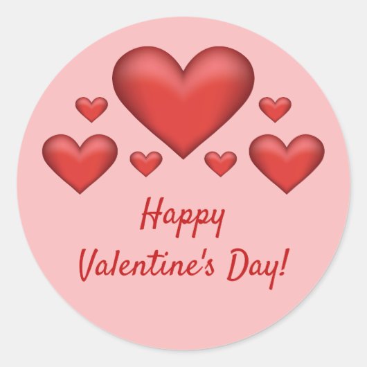 Sticker Rond Cœurs rouges et texte Joyeuse Saint-Valentin (Devant)