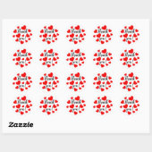 Sticker Rond Coeurs rouges Merci (Feuille)