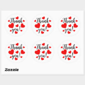 Sticker Rond Coeurs rouges Merci (Feuille)