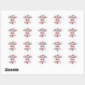 Sticker Rond Coeurs rouges Merci (Feuille)