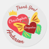 Sticker Rond Coeurs rouges, Merci papillon (Devant)